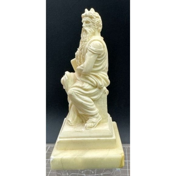Carved Miniature Stone Moses Statue on Marble Base READ - Picture 4 of 10